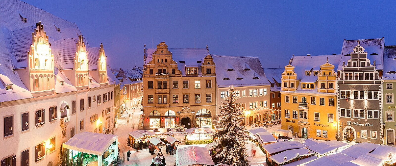 Altstadt von Meißen mit Weihnachtsmarkt und Orgelklängen aus dem Meißner Dom