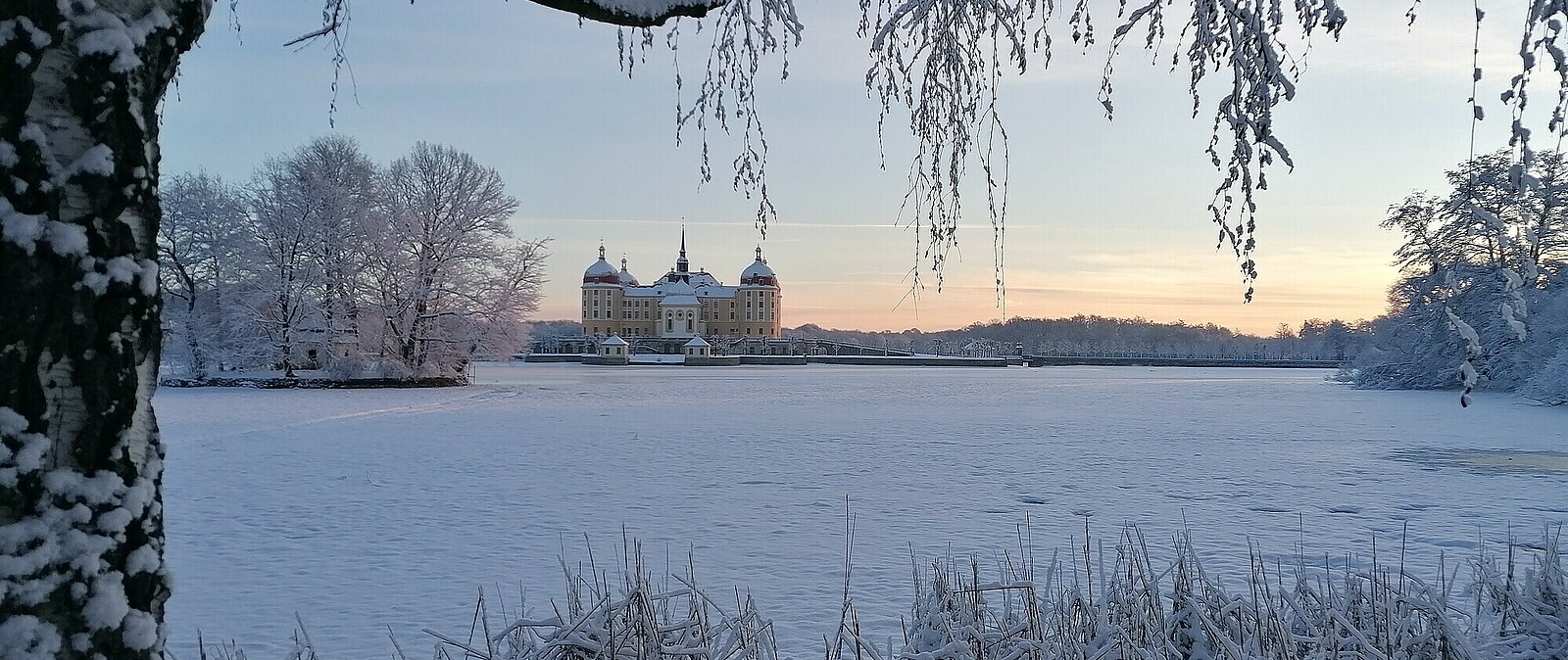 Das Barockschloss Moritzburg sieht besonders im Winter besonders zauebrhaft aus.